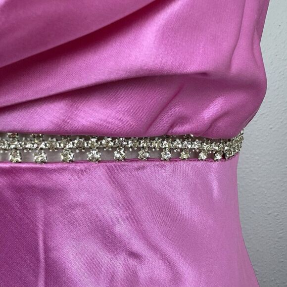 Vintage Y2K Cache Satin Maxi Slip Dress Formal Gown Size 4 Pink Rhinestones HOCO - Picture 6 of 16